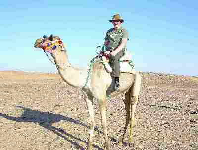 Hamish on a camel